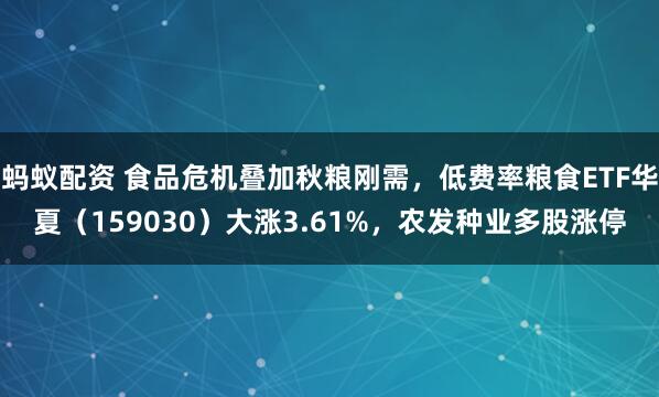 蚂蚁配资 食品危机叠加秋粮刚需，低费率粮食ETF华夏（159030）大涨3.61%，农发种业多股涨停